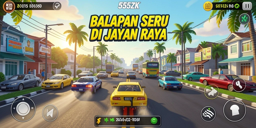 Menampilkan aksi balapan menarik dalam game 555ZK.