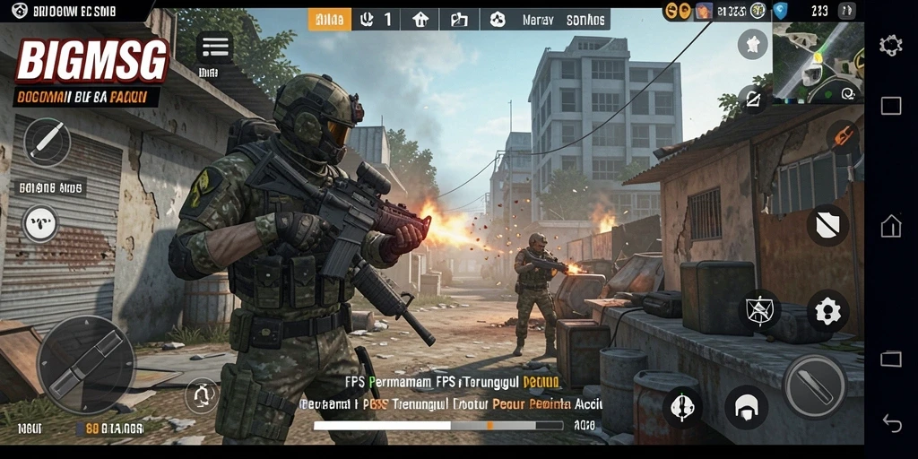 Tampilan aksi intens dari gameplay FPS BIGMSG yang mendebarkan.