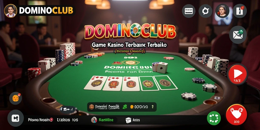 Screenshot DOMINOCLUB menunjukkan gameplay domino yang menegangkan dan interaksi pengguna.