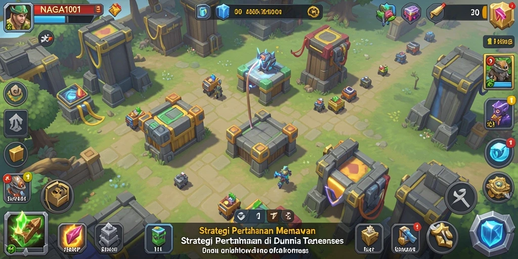 Tampilan gameplay menarik NAGA1001 dengan menara yang siap bertahan.
